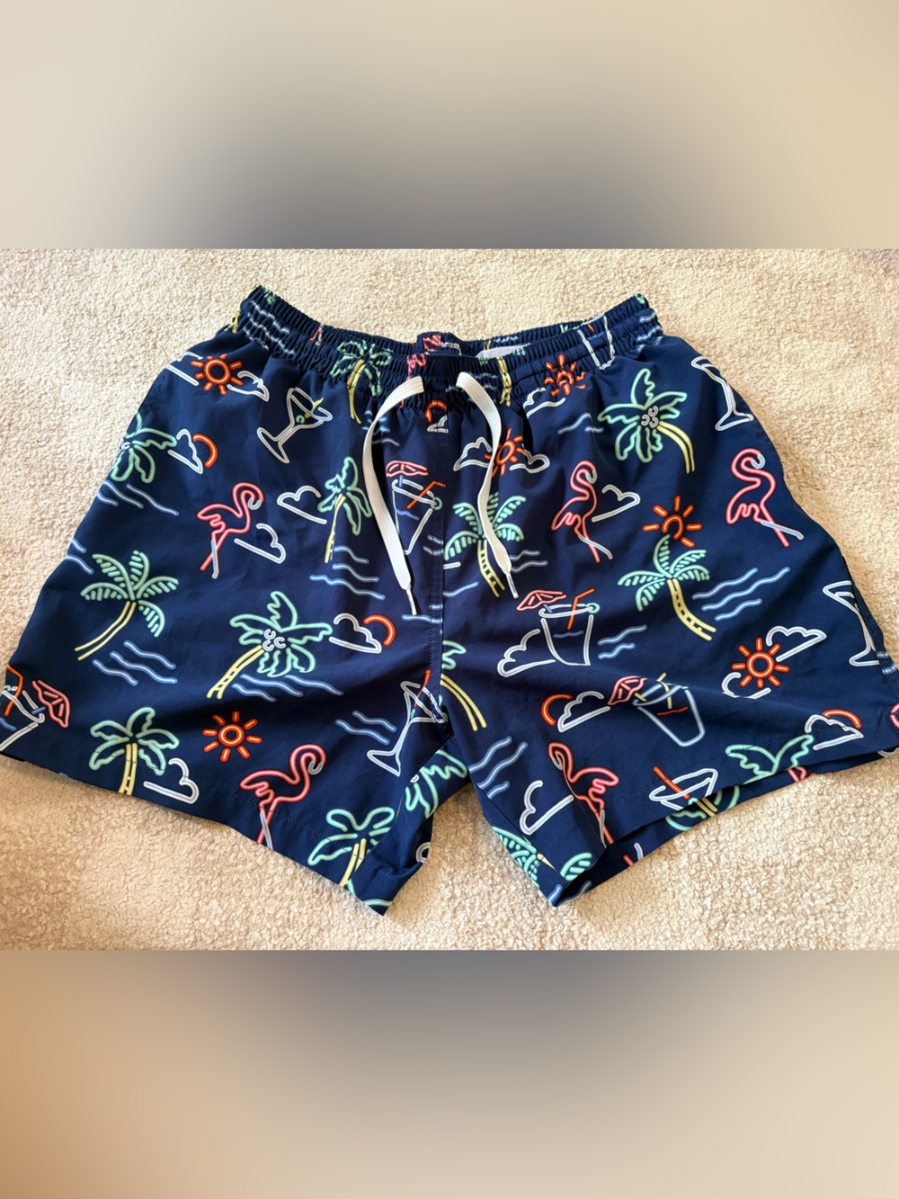 Chubbie’s Neon Navy Tropical Print Men's Swim Shorts